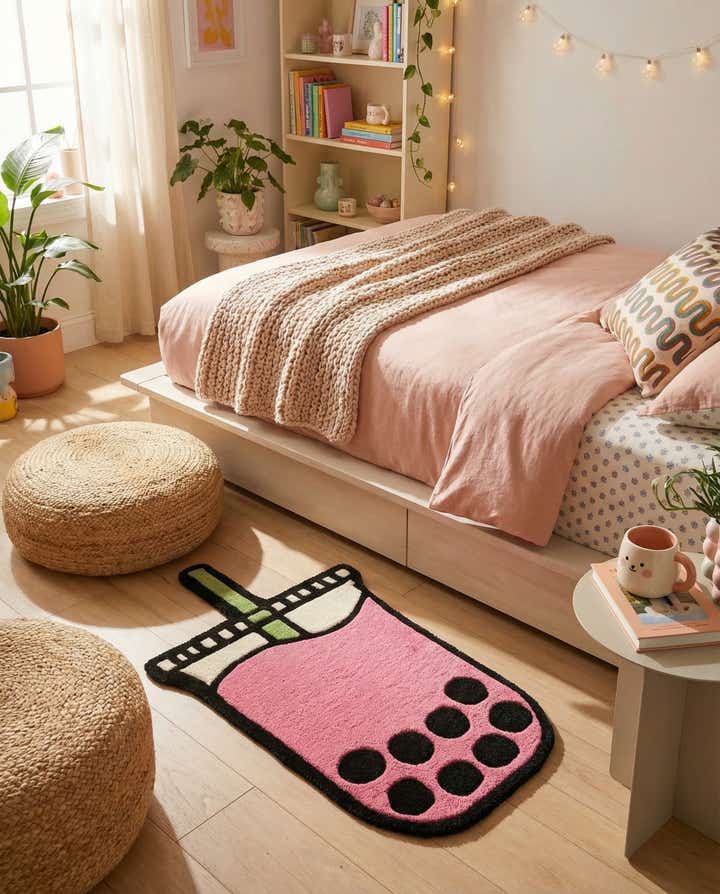 1' 7 x 3' 1 Happy Rugs Boba Tea Wool Freeform