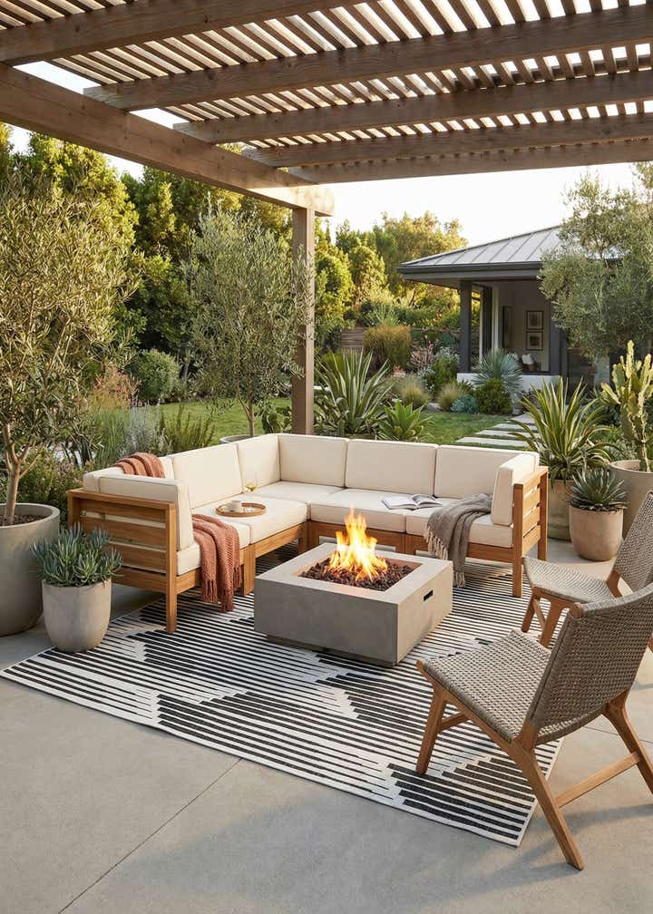 10' x 10' Easy-Clean Modern Indoor / Outdoor Square Rug