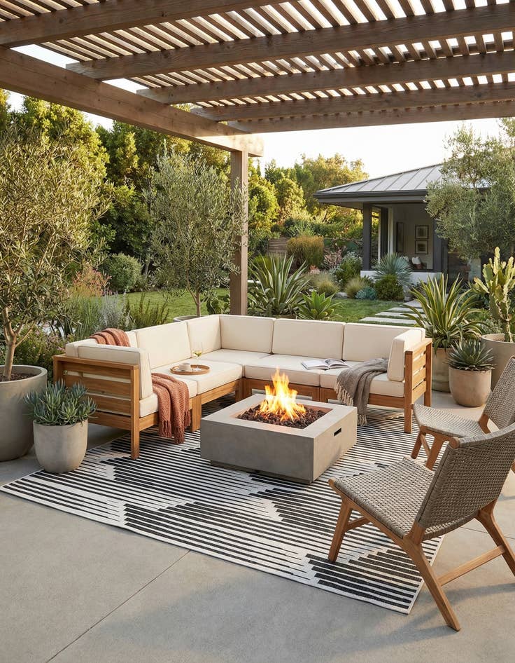 Detail image of 10' x 10' Easy-Clean Modern Indoor / Outdoor Square Rug