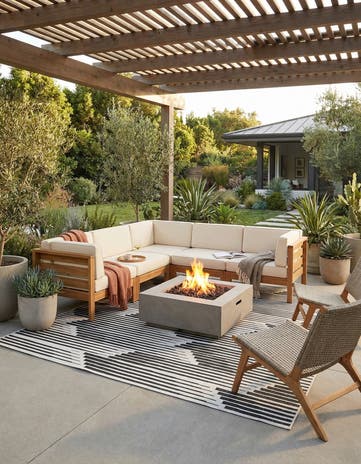 Black and White Easy-Clean Modern Indoor / Outdoor Square Rug