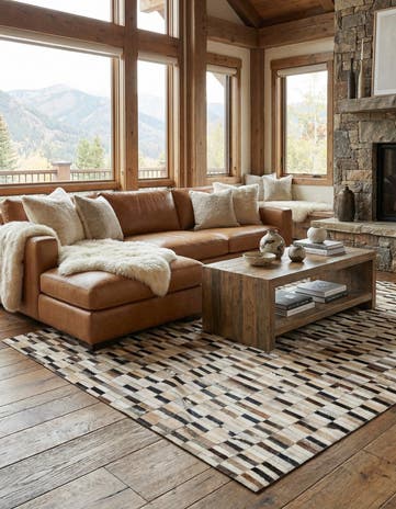5' x 7' 9 Cowhide Leather Rug