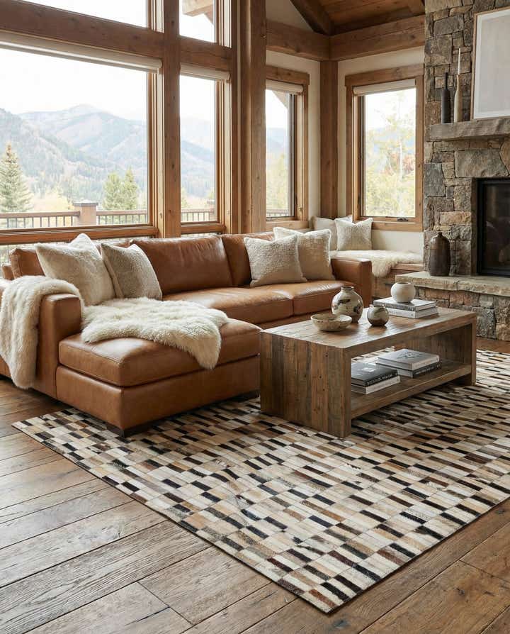 5' x 7' 9 Cowhide Leather Rug