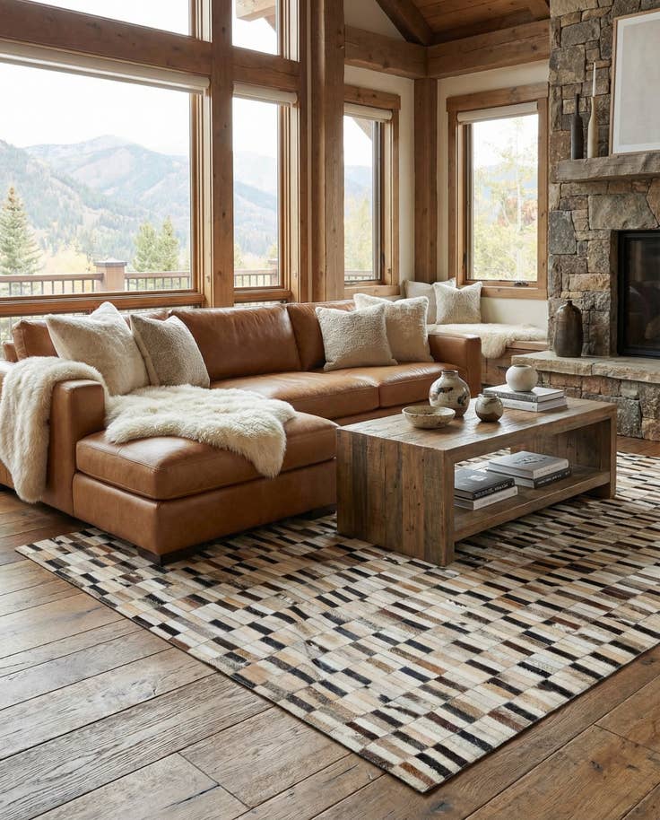 Detail image of 5' x 7' 9 Cowhide Leather Rug