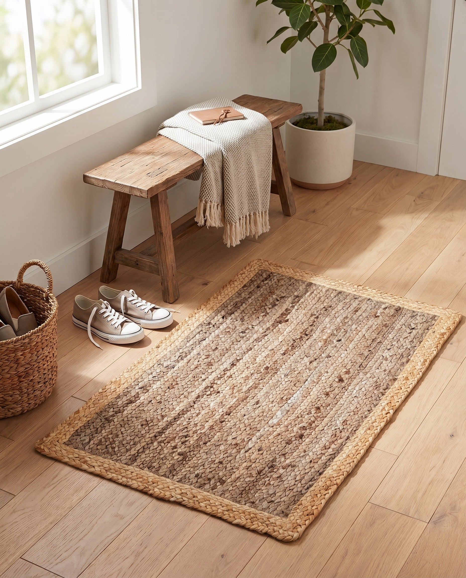 2' x 3' 1 Handmade Braided Jute Rug
