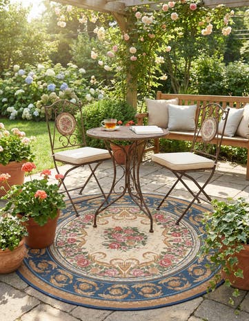 4' x 4' Easy-Clean Traditional Indoor / Outdoor Round Rug