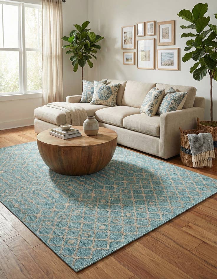 Detail image of 7' 10 x 11'  Washable Trellis Indoor / Outdoor Rug