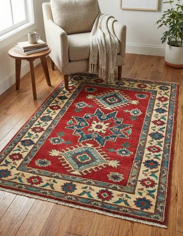 3' 5 x 4' 10 Hand Knotted Kazak Rug