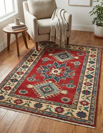 3' 5 x 4' 10 Hand Knotted Kazak Rug