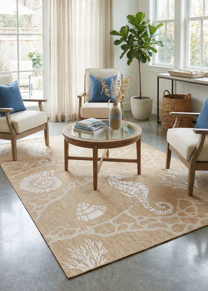 6' x 9' Easy-Clean Coastal Indoor / Outdoor Rug