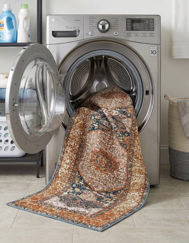 Detail image of  2' 7 x 12'  Washable Traditional Indoor / Outdoor Runner Rug