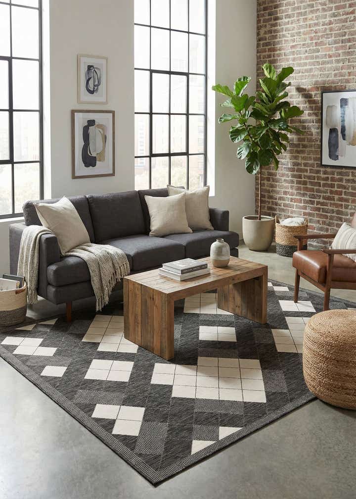 9' x 12' Easy-Clean Modern Indoor / Outdoor Rug