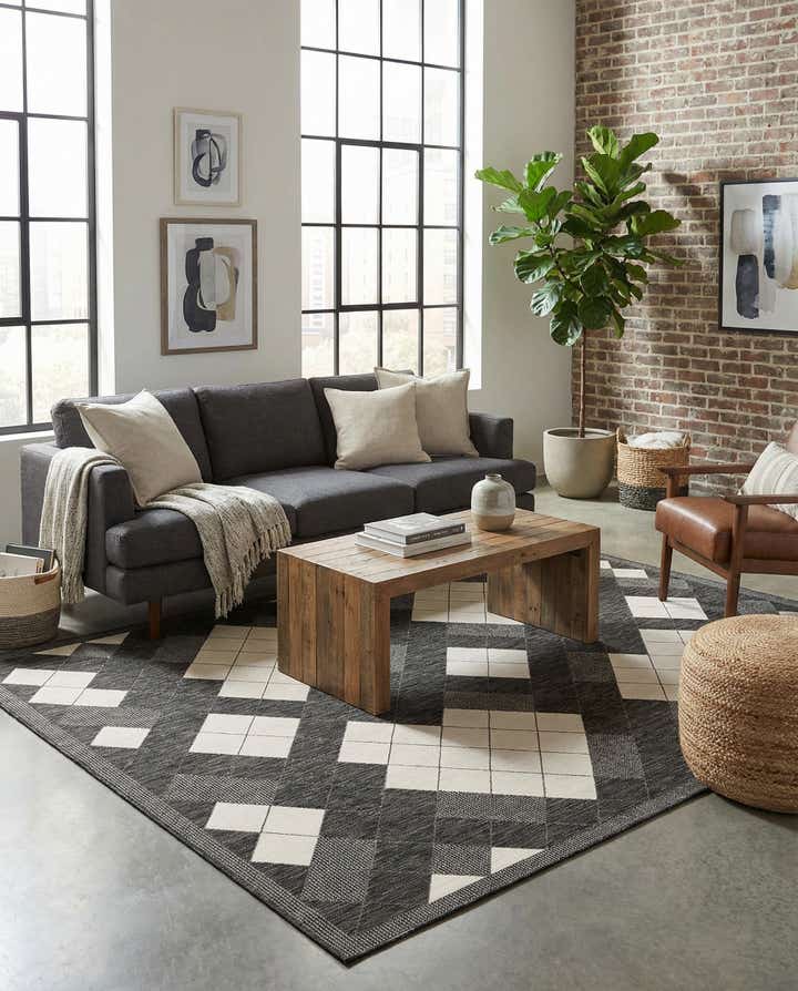 9' x 12' Easy-Clean Modern Indoor / Outdoor Rug