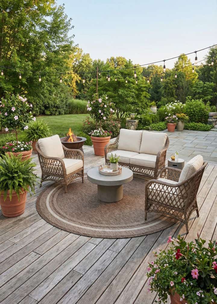 10' x 10' Easy-Clean Border Indoor / Outdoor Round Rug