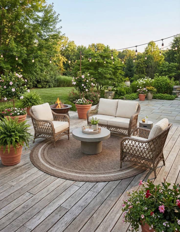 Detail image of  10' x 10'  Washable Border Indoor / Outdoor Round Rug