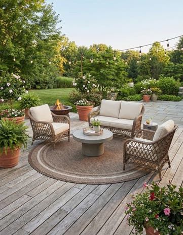 10' x 10' Easy-Clean Border Indoor / Outdoor Round Rug