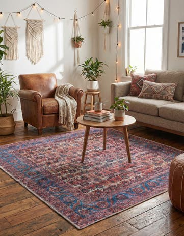 Antique Pink Washable Maahru Square Rug