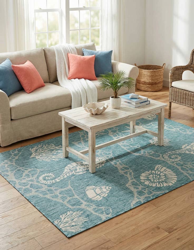 Detail image of 4' x 6' Easy-Clean Coastal Indoor / Outdoor Rug