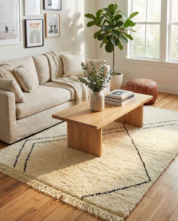 4' 10 x 8' Hand Knotted Moroccan Wool Rug