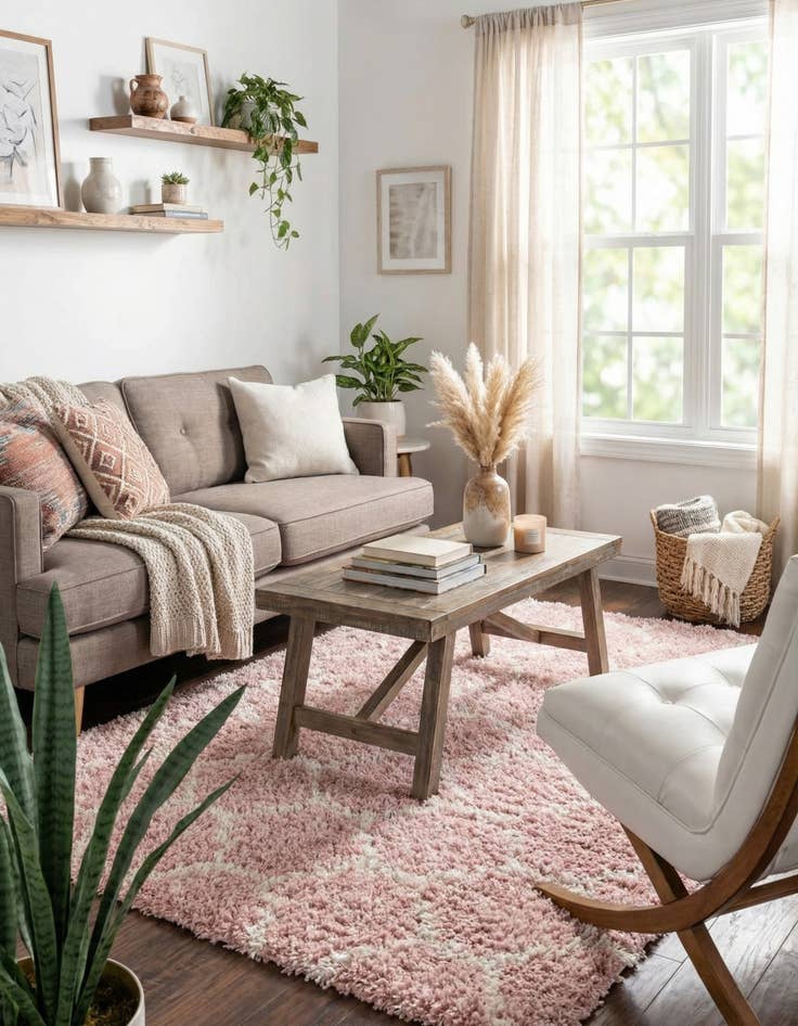 Detail image of  6' x 9' Lattice Shag Rug