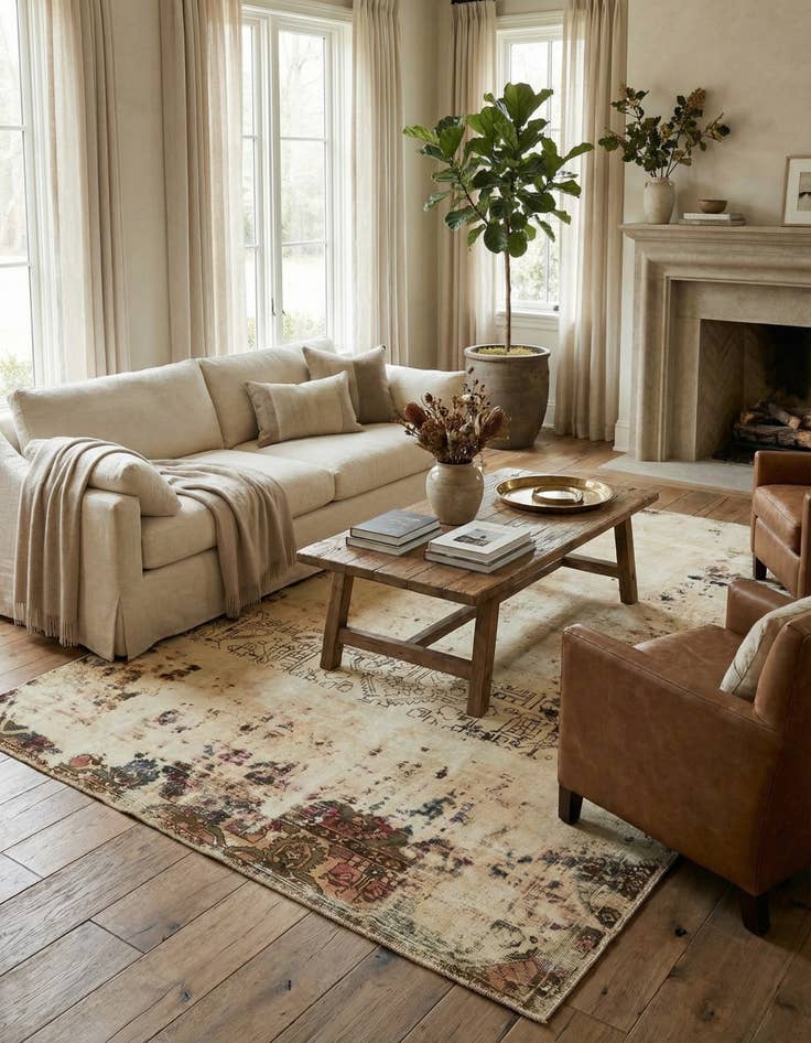 Detail image of  6' 7 x 9' 8  Hand Knotted Ultra Vintage Persian Wool Rug