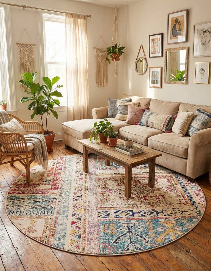 Detail image of 8' x 8'  Washable Alta Round Rug