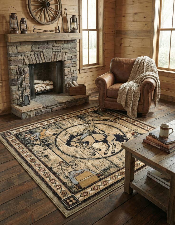 Detail image of  5' 3 x 5' 3 Pioneer Square Rug