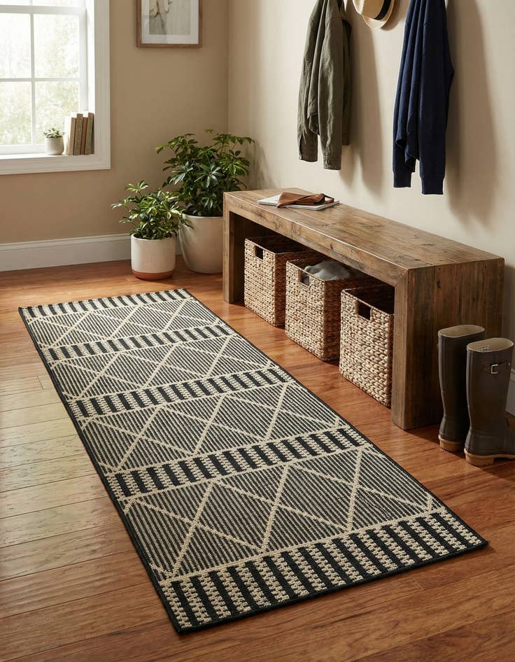 Detail image of  2' 7 x 5' 3  Washable Lattice Indoor / Outdoor Runner Rug