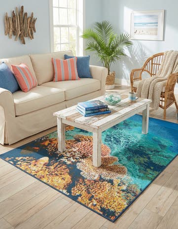 4' x 6' Easy-Clean Coastal Indoor / Outdoor Rug