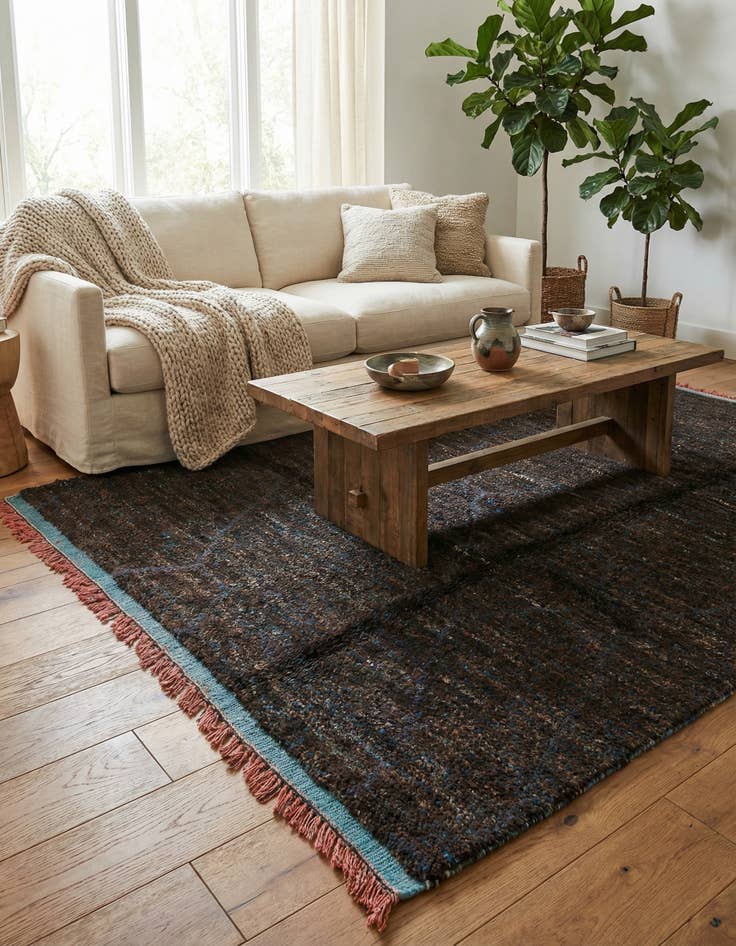 Detail image of 5' 10 x 9' 2  Hand Knotted Moroccan Wool Rug