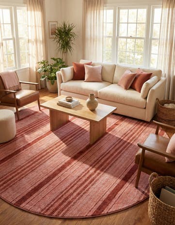 Rusty Pink Rose Gemstone Round Rug