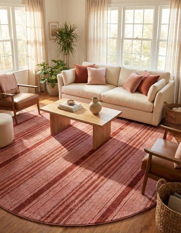 Rusty Pink Rose Gemstone Round Rug