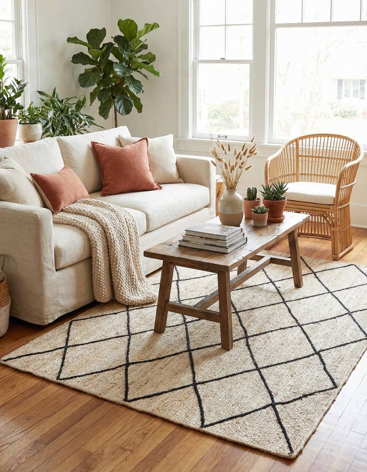 Detail image of  6' 1 x 9'  Hand Braided Jute Rug