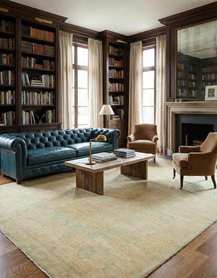 Detail image of 9' 6 x 13'  Hand Knotted Over-Dyed Ziegler Rug