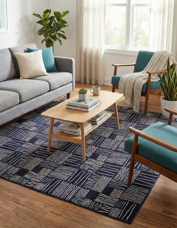 Navy Blue Hanahan Square Rug