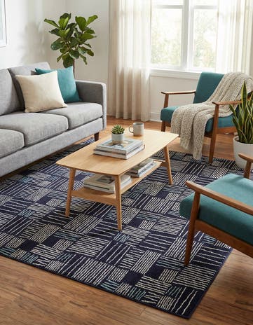 Navy Blue Hanahan Square Rug