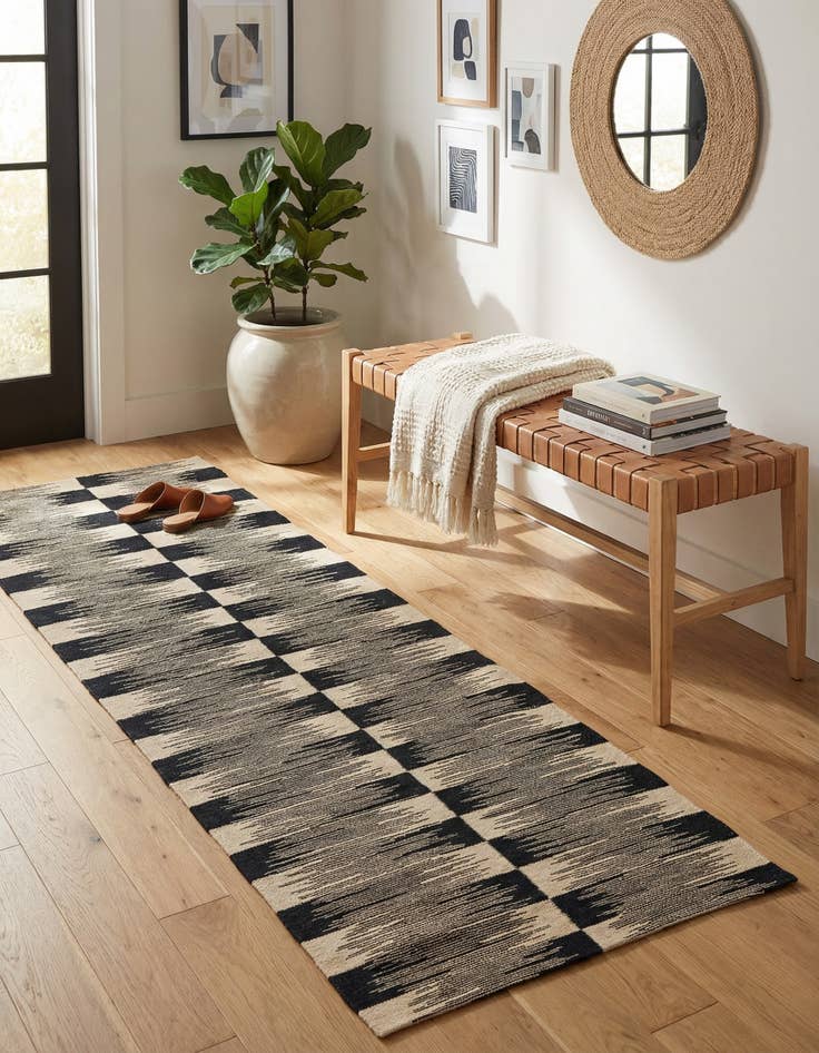 Detail image of 2' 8 x 9' 3  Hand Woven Kilim Modern Wool Runner Rug