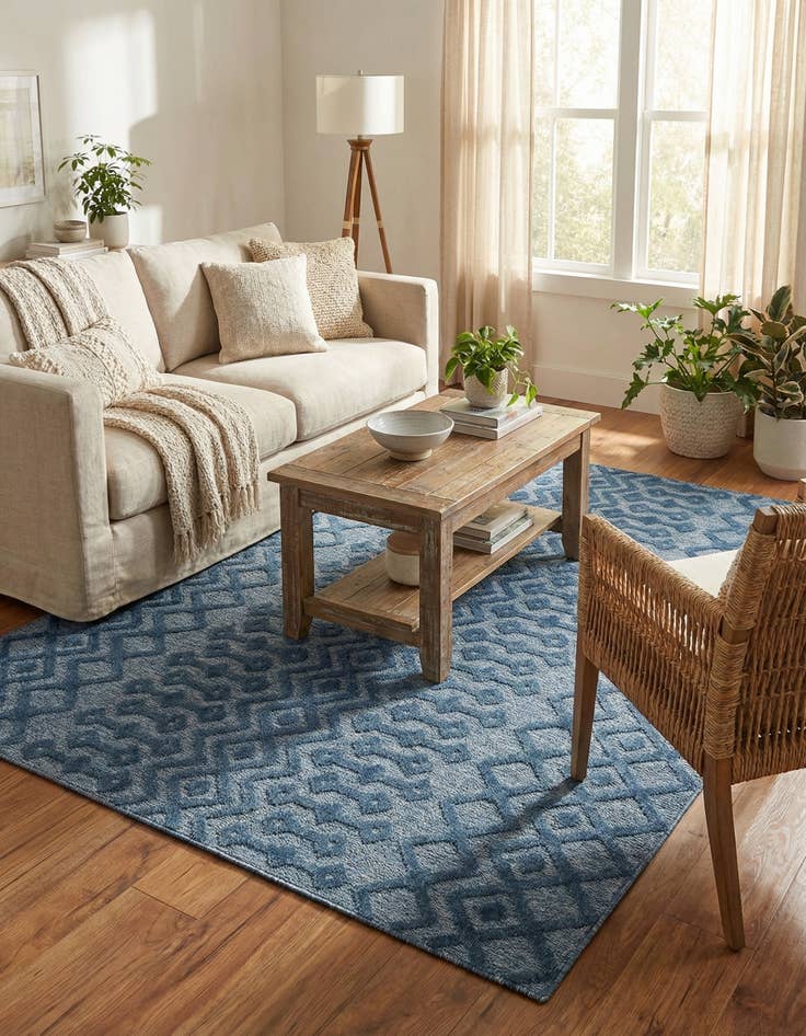 Detail image of 7' 10 x 7' 10  Washable Trellis Textured Indoor / Outdoor Square Rug