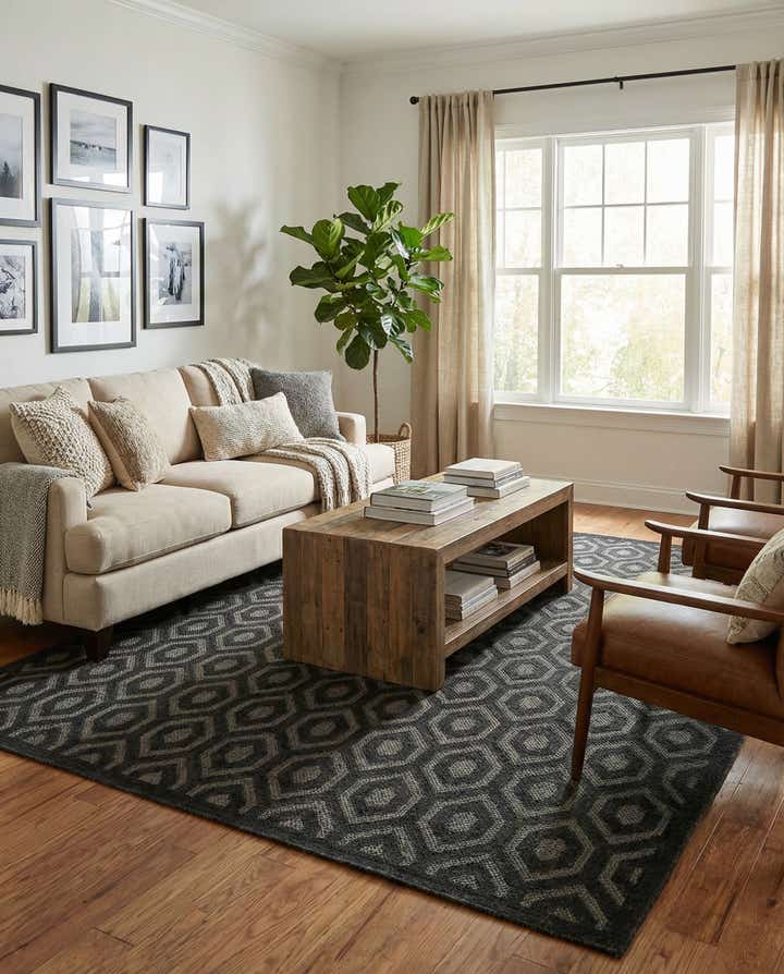 9' x 12' Easy-Clean Trellis Textured Indoor / Outdoor Rug