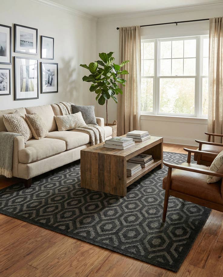 Detail image of 9' x 12' Easy-Clean Trellis Textured Indoor / Outdoor Rug