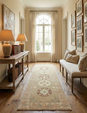 3' x 9' 4 Hand Knotted Khotan Ziegler Oriental Runner Rug