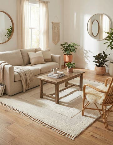 Ivory Boho Square Rug