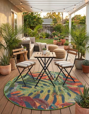 Easy-Clean Baja Indoor / Outdoor Round Rug