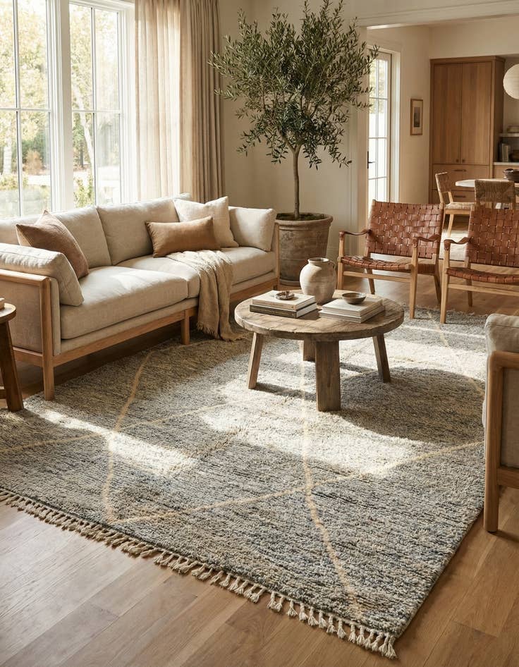 Detail image of 6' 9 x 9' 5 Hand Knotted Moroccan Wool Rug