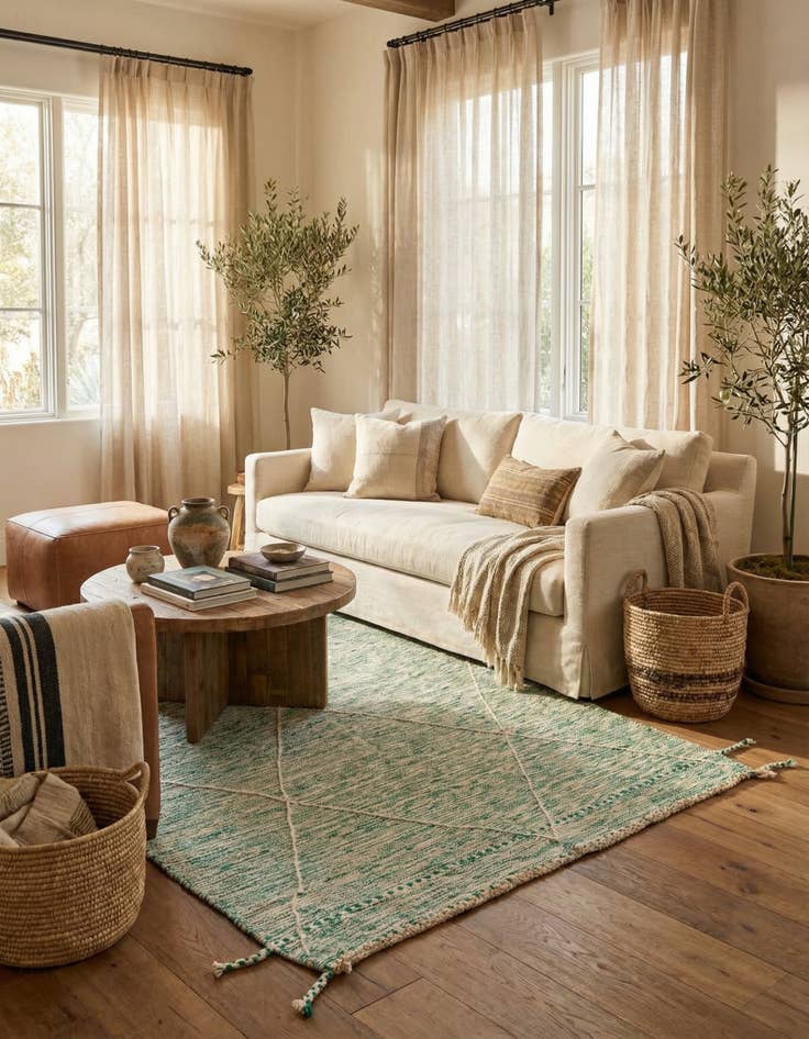 Detail image of  5' x 8'  Hand Knotted Moroccan Wool Rug