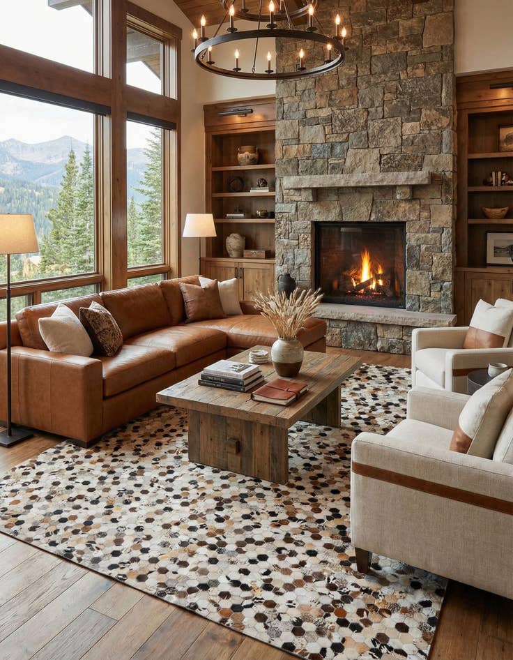 Detail image of 8' x 10' Cowhide Leather Rug