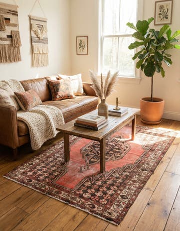 4' 2 x 6' 1 Hand Knotted Ultra Vintage Persian Wool Rug