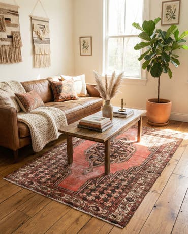  4' 2 x 6' 1  Hand Knotted Ultra Vintage Persian Wool Rug