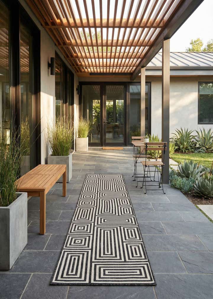 2' 7 x 12' Easy-Clean Modern Indoor / Outdoor Runner Rug