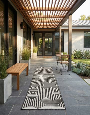 2' 7 x 12' Easy-Clean Modern Indoor / Outdoor Runner Rug