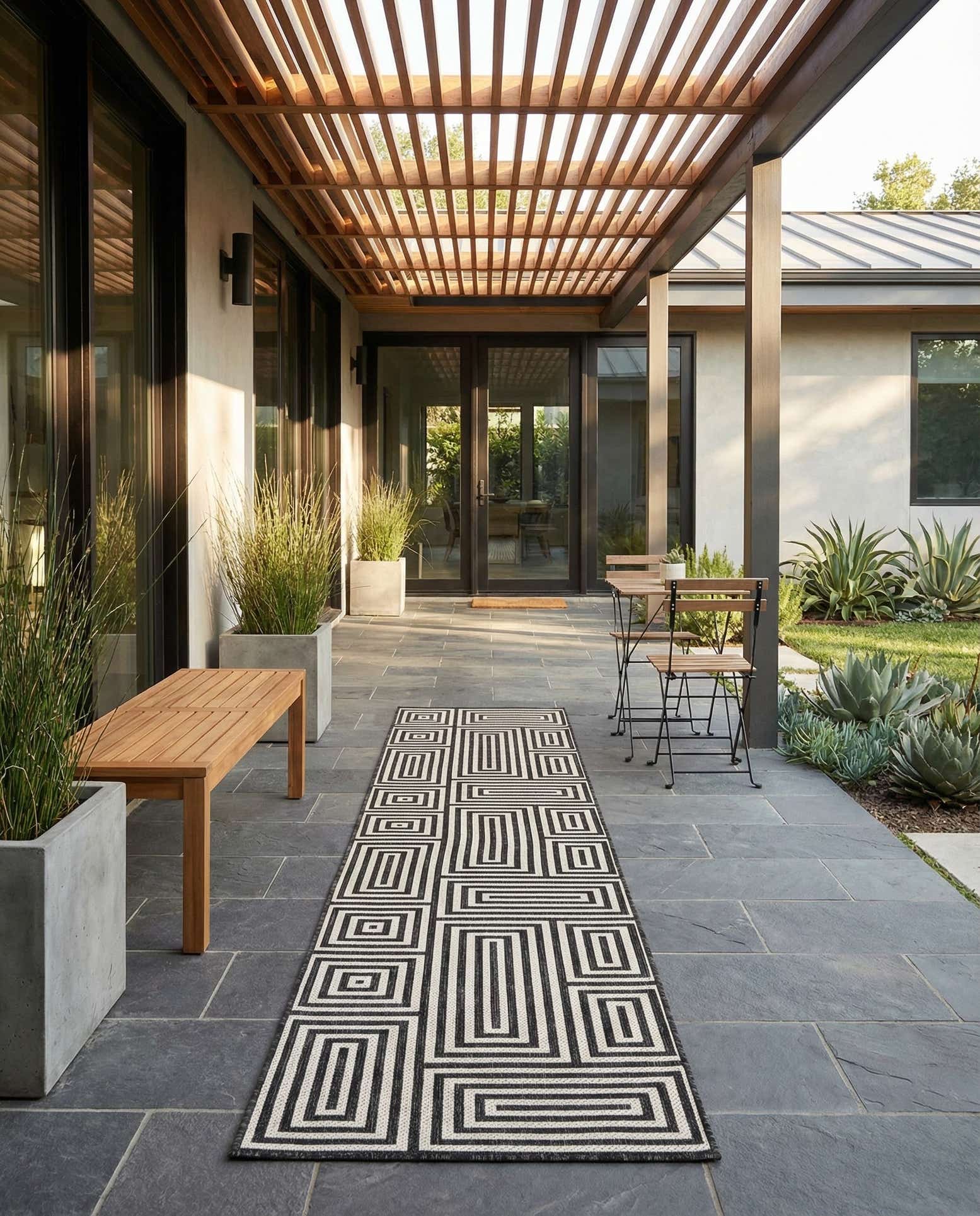 2' 7 x 12' Easy-Clean Modern Indoor / Outdoor Runner Rug